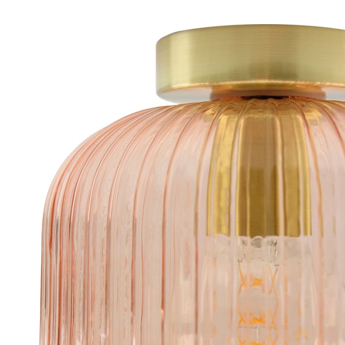 Roze plafondlamp Charlois, glas, retro