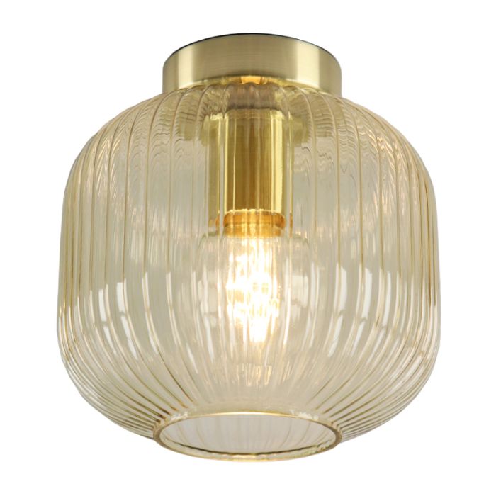 Amberkleurige plafondlamp Charlois, glas, retro
