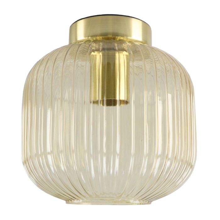 Amberkleurige plafondlamp Charlois, glas, retro