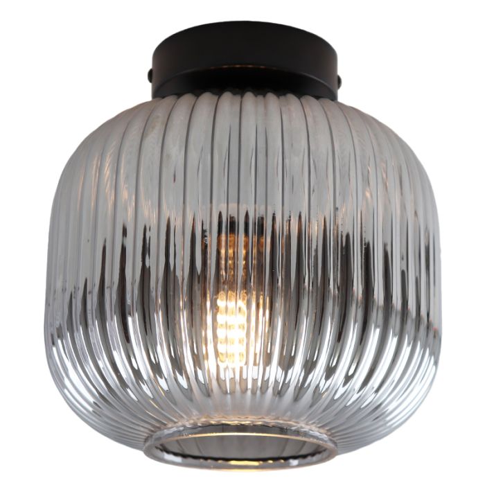 Grijze plafondlamp Charlois, glas, retro