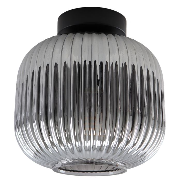 Grijze plafondlamp Charlois, glas, retro