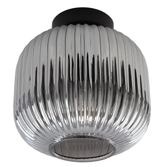 Grijze plafondlamp Charlois, glas, retro