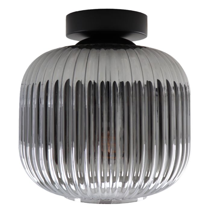 Grijze plafondlamp Charlois, glas, retro