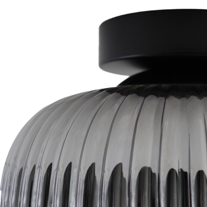 Grijze plafondlamp Charlois, glas, retro
