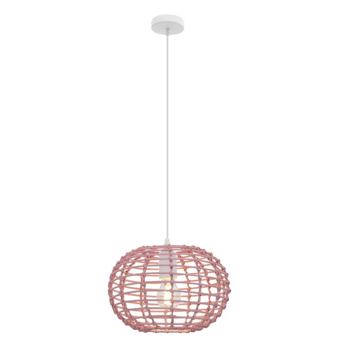 Rotan hanglamp roze, Roza
