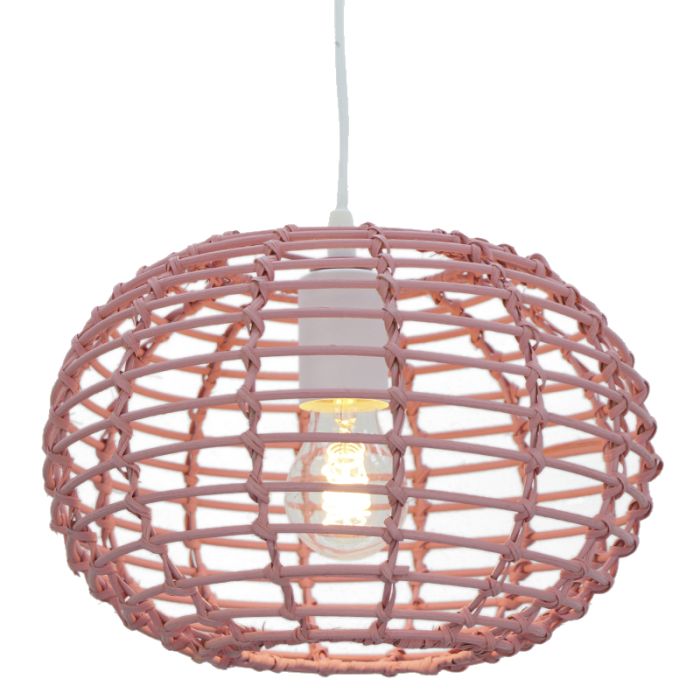 Rotan hanglamp roze, Roza
