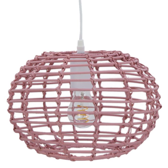 Rotan hanglamp roze, Roza