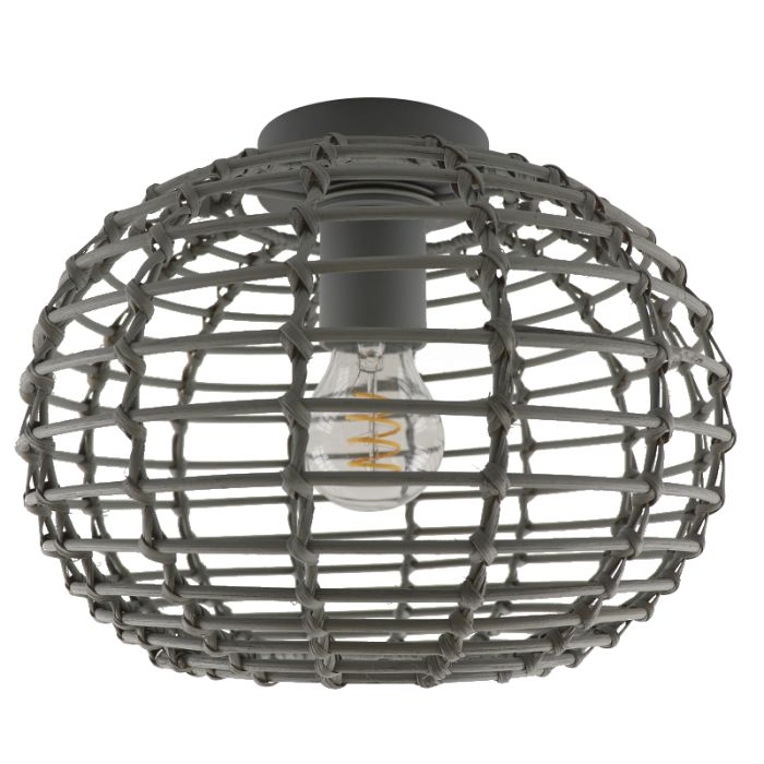 Rotan plafondlamp grijs, Roza