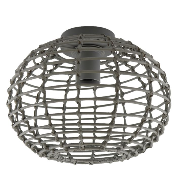 Rotan plafondlamp grijs, Roza