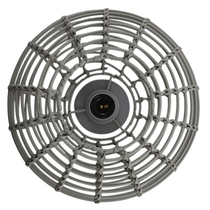Rotan plafondlamp grijs, Roza