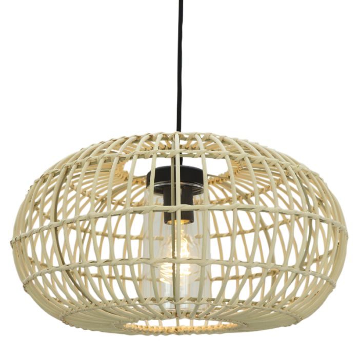 Rotan badkamer hanglamp bruin, Emilio, IP44