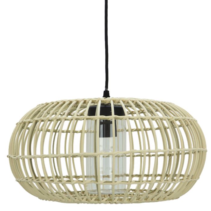 Rotan badkamer hanglamp bruin, Emilio, IP44