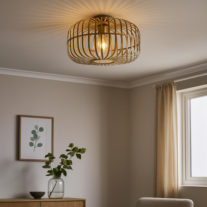 Industriële plafondlamp goud, Tobi