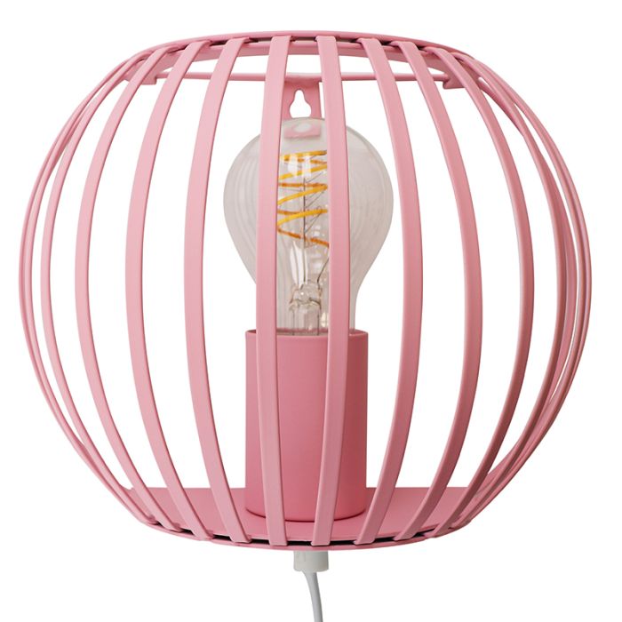 Industriële wandlamp roze, Lieve, met schakelaar