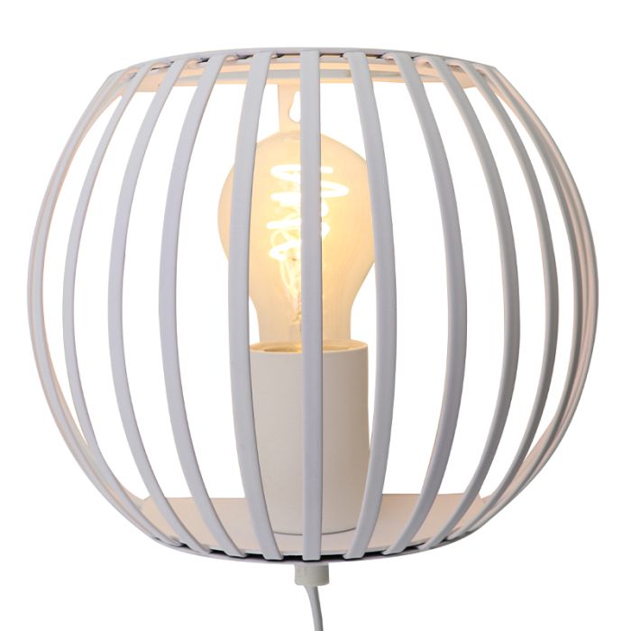 Industriële wandlamp wit, Lieve, met schakelaar