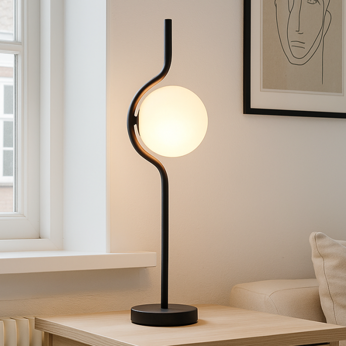 Moderne tafellamp zwart, Merel, met schakelaar
