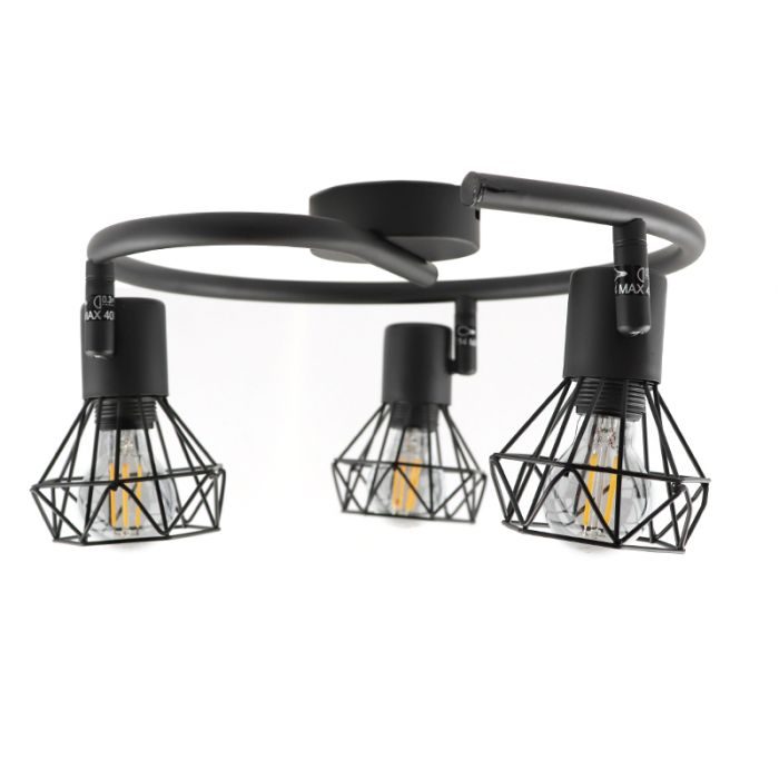 Industriële plafondspot Jaylano, zwart, rond, 3L