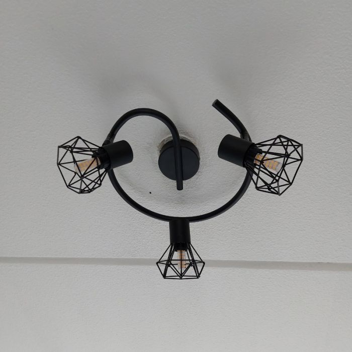 Industriële plafondspot Jaylano, zwart, rond, 3L