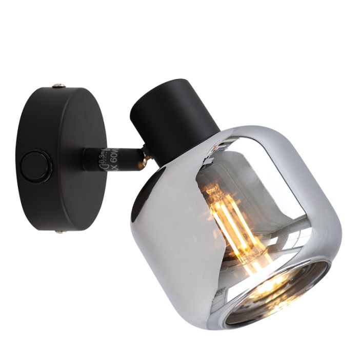 Zwarte wandspot Craig, glas, modern