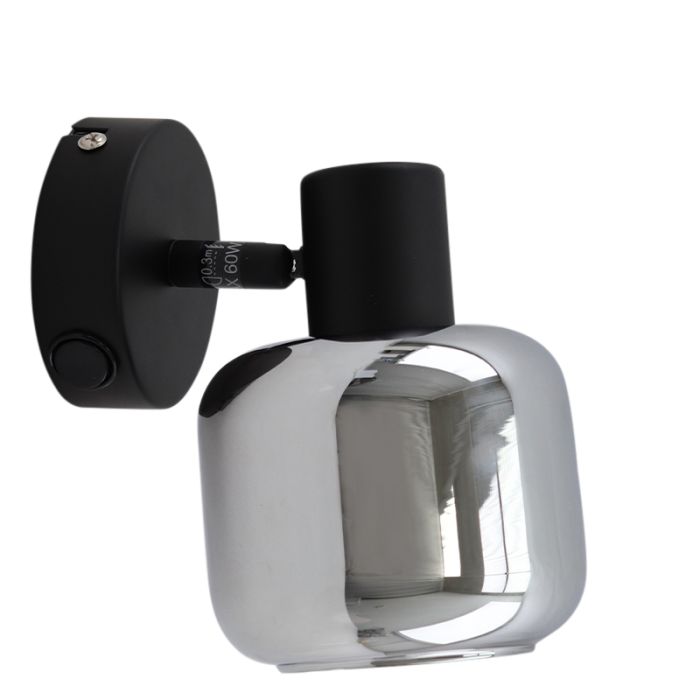 Zwarte wandspot Craig, glas, modern