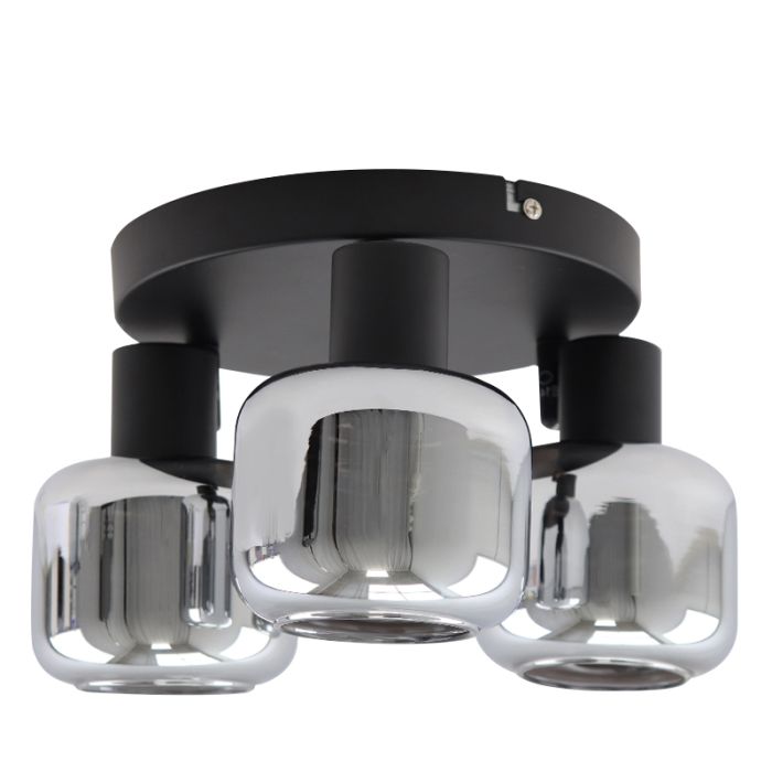 Zwarte plafondspot Craig, glas, modern, 3L
