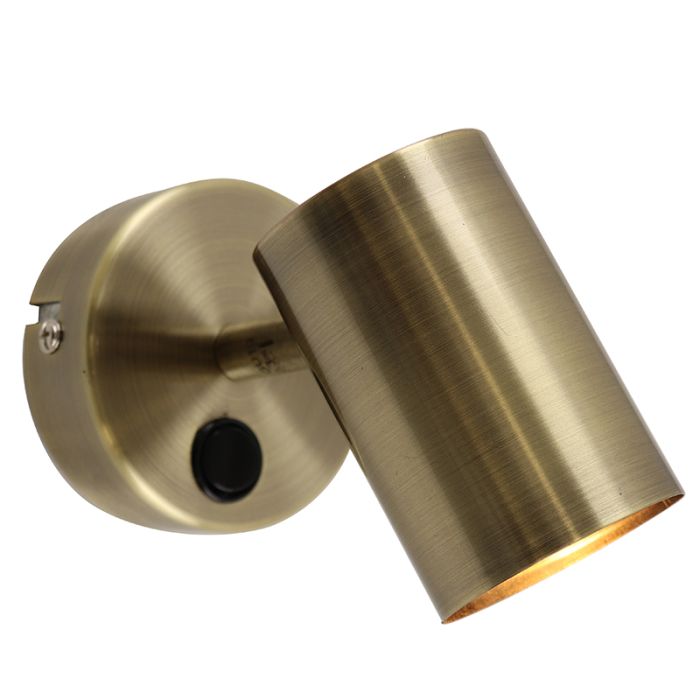 Moderne wandlamp brons, Elena, met schakelaar