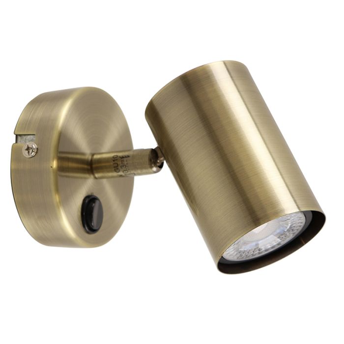 Moderne wandlamp brons, Elena, met schakelaar