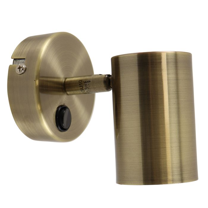Moderne wandlamp brons, Elena, met schakelaar