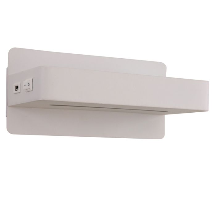 Moderne wandlamp wit, Gregor, 10W, 3000K LED, met schakelaar