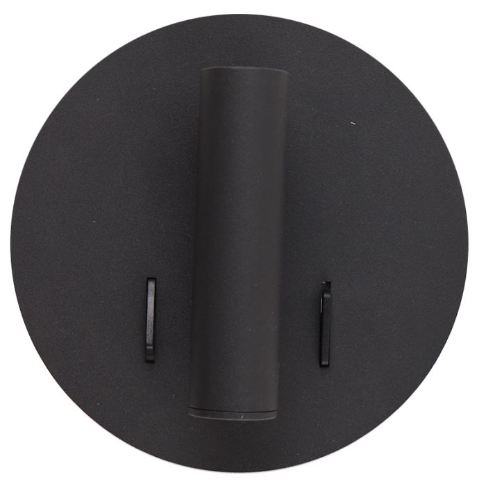 Moderne wandlamp zwart, Alec, 9W, 3000K LED, met schakelaar