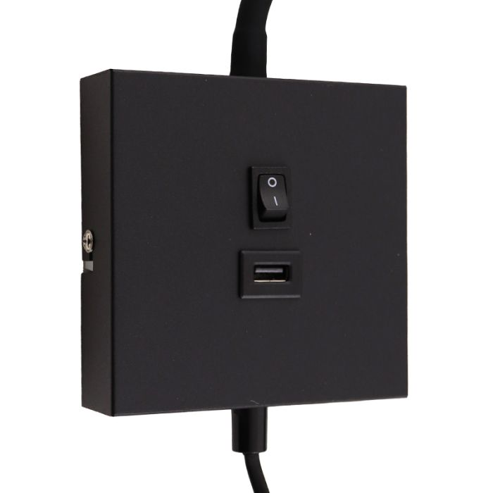 Moderne wandspot zwart, Tibor, met schakelaar