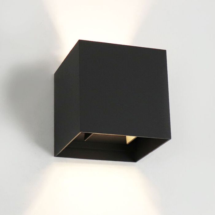 Zwarte buiten wandlamp Dion, aluminium, modern, IP65, dim-to-warm