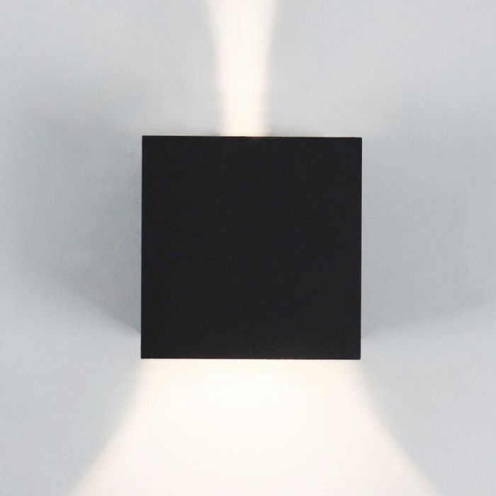 Zwarte buiten wandlamp Dion, aluminium, modern, IP65, dim-to-warm