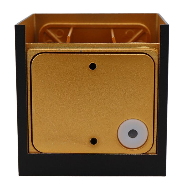 Up down wandlamp zwart met gouden binnenzijde, Dion, 6W, 2700K LED, IP65