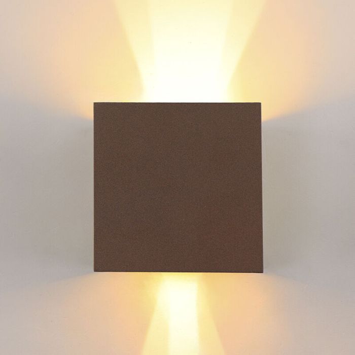 Moderne up down wandlamp roestkleurig, Dion, IP65