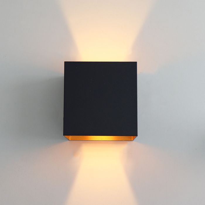 Moderne up down wandlamp zwart, Dion, IP65