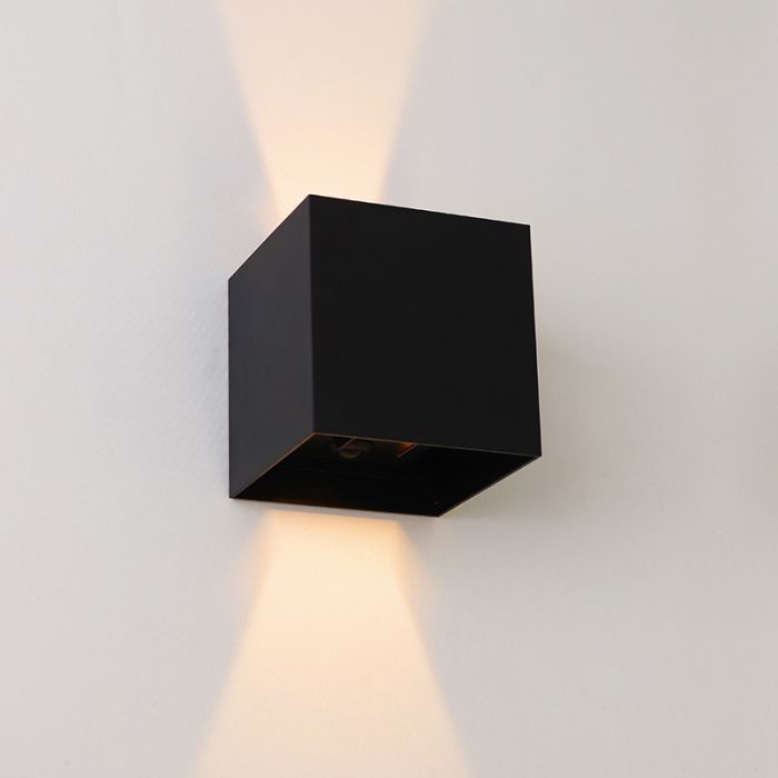 Moderne oplaadbare wandlamp zwart, Dion, 1W, 2700K LED, IP44