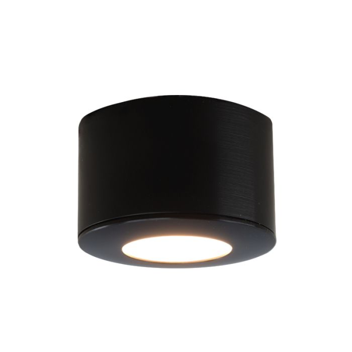 Ronde zwarte Veranda opbouwspot Vasso, IP44, dimbaar