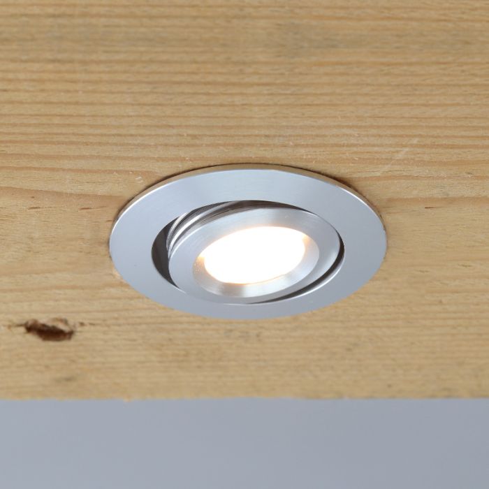 Rona kantelbare Veranda inbouwspot, IP44, dimbaar, Geborsteld chroom