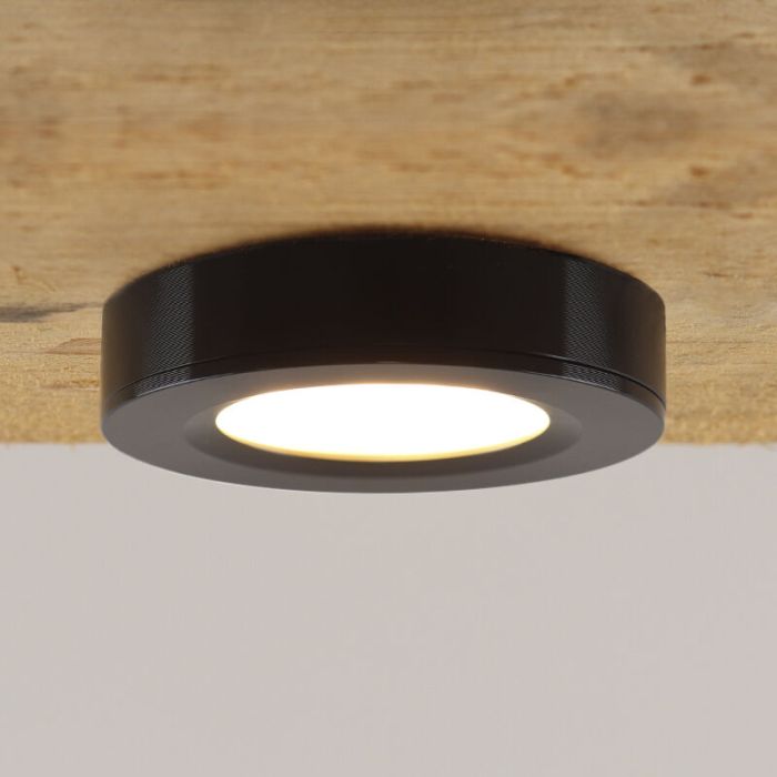 Ronde keukenkast lamp zwart, Sana