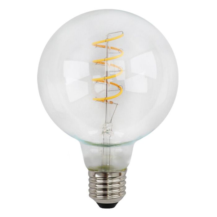 Dimbare Olucia E27 LED lamp, Tuelo, G95, 4W, transparant glas, 2700k