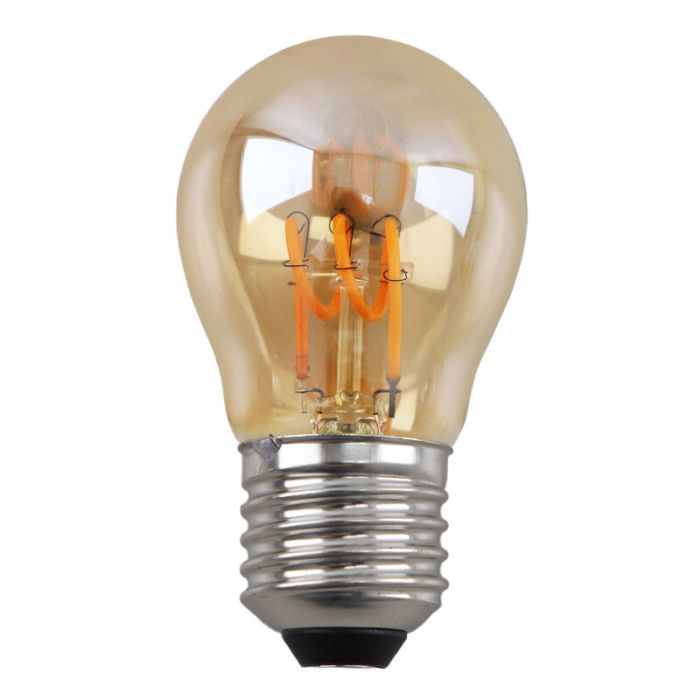 Dimbare Olucia E27 LED filament lamp Tuelo, amber, 4W, 2200K