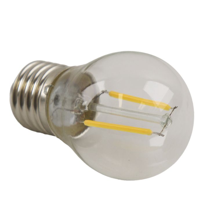 Dimbare Olucia E27 LED filament lamp Melchis, P45, 2W, 2700K