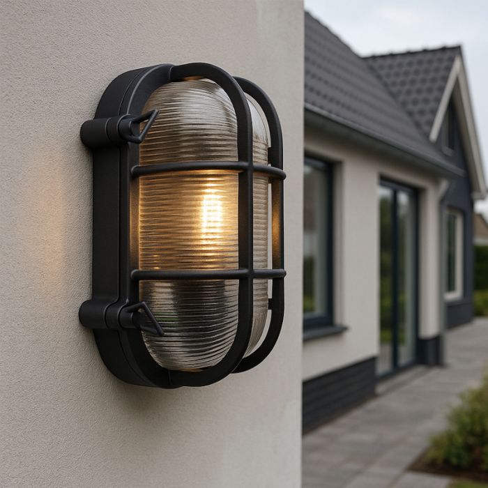 Industriële buitenlamp zwart, Luce, IP44