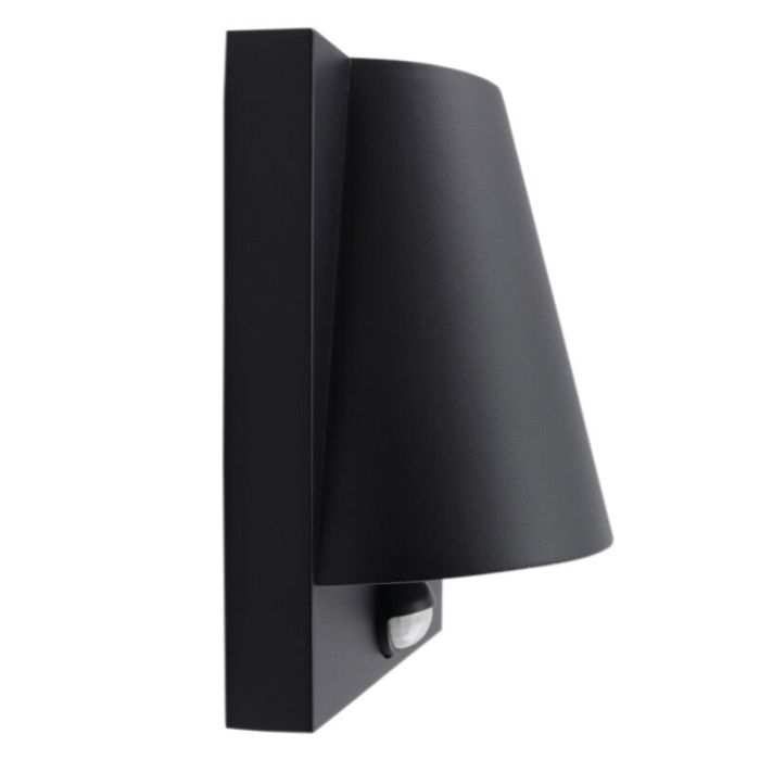 Moderne buiten wandlamp met bewegingssensor zwart, Luana, IP43