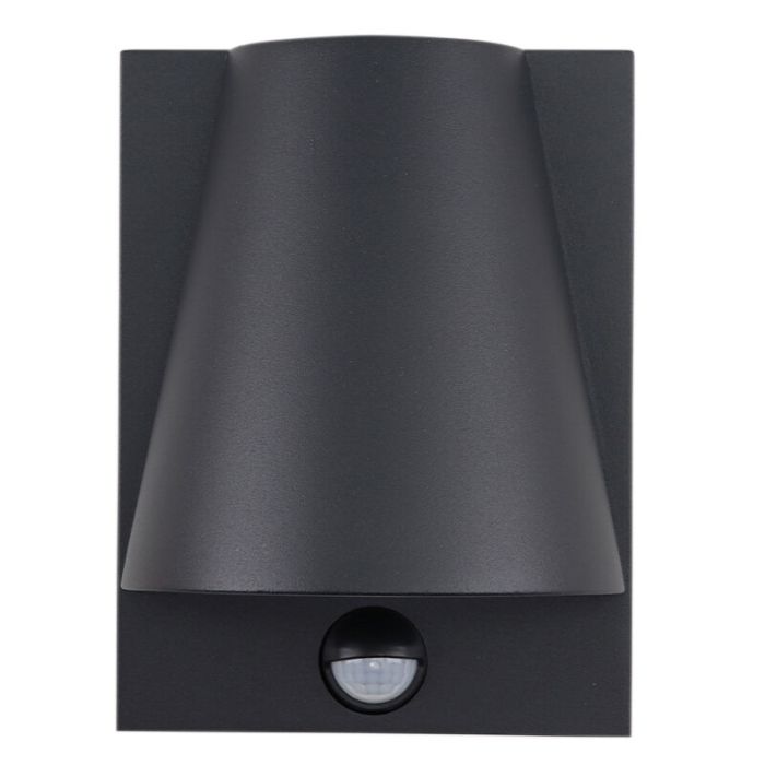Moderne buiten wandlamp met bewegingssensor zwart, Luana, IP43