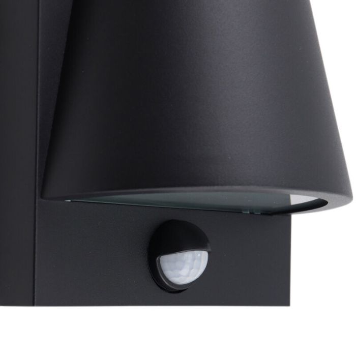Moderne buiten wandlamp met bewegingssensor zwart, Luana, IP43