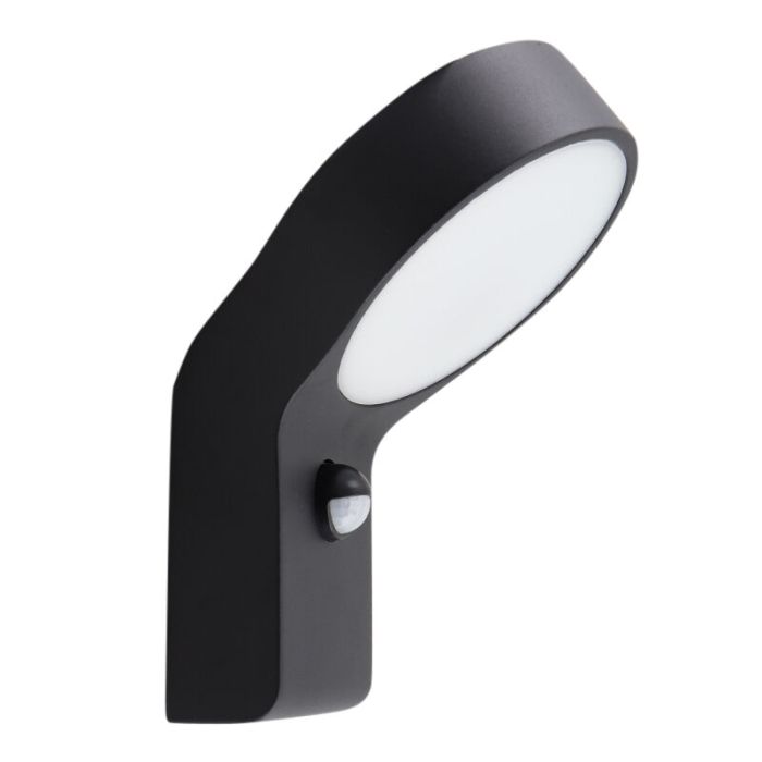 Moderne buiten wandlamp met bewegingssensor zwart, Tevfik, 9W, 3000K LED, IP44