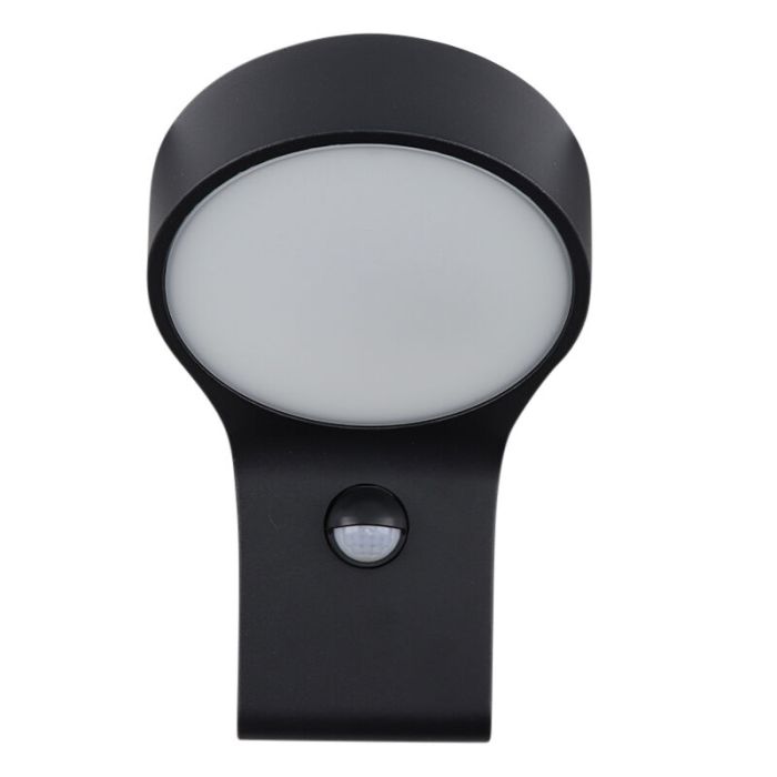 Moderne buiten wandlamp met bewegingssensor zwart, Tevfik, 9W, 3000K LED, IP44