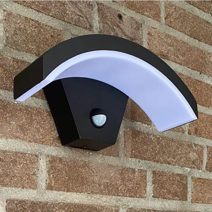 Zwarte buitenlamp Annemay met bewegingssensor, geïntegreerd LED